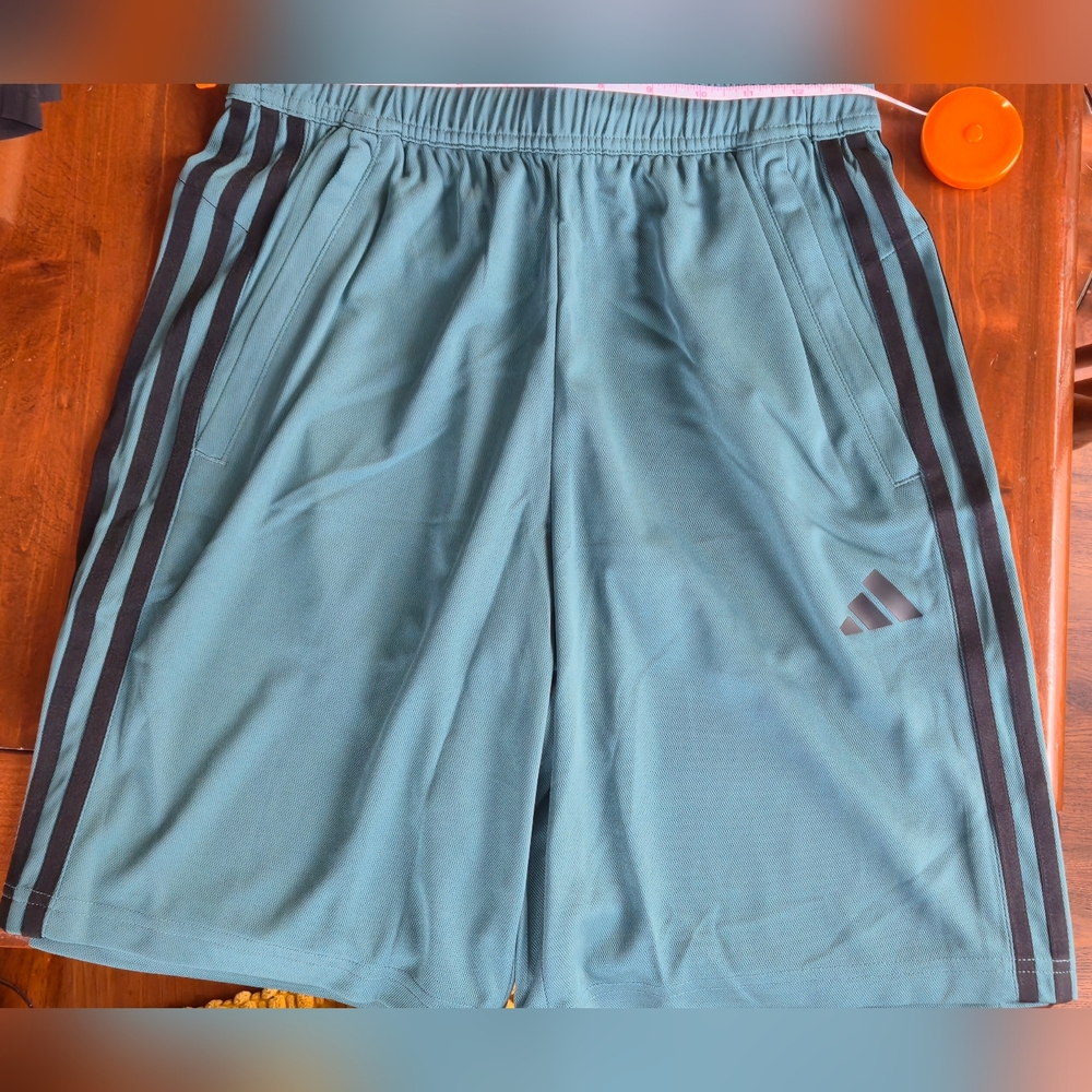 Adidas Men's Teal Shorts with Black Stripes NWT